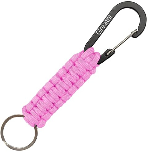 GREATRIL Paracord Keyring Keychain Carabiner Clip Key Chain Key Ring Holders Carabiner Clips with Hooks for Car Keys/Teenage Boys/Women/Men/Girls/Belts/Bags/Outdoor