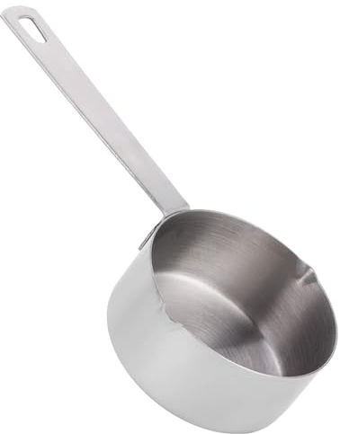 Measuring Spoons, 1/4 Measure Cups for Baking Cooking Dual Pour Mouth Stainless Steel Spoons with Scales and Storage Rings, 15.1cm/5.9in