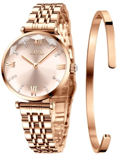 CIVO Orologio Donna Set Acciaio Inossidabile Impermeabile Minimalista Orologi da Polso Donna Analogico Affari Sportivo