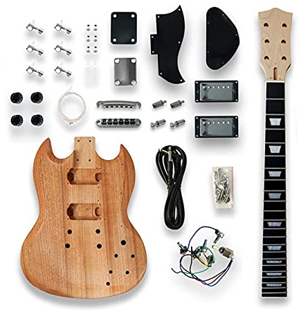 Handpolierter Mahagoni-Korpus, Palisander-Griffbrett, E-Gitarren-Baugruppe, Komplettes Teile-Kit Fachmann E-Gitarren-Bausatz