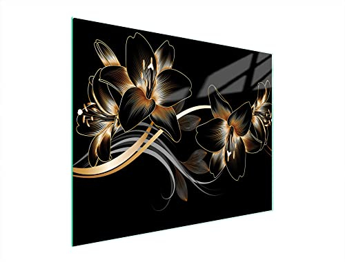 DarHaus Planche à découper en verre Ceranfeld 1 pièce 52 x 40 cm, plaque de découpe en verre, protection anti-éclaboussures, plaque en verre universelle, cuisine, Orchidée Noir