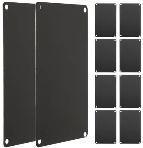 DOITOOL Lot de 10 plaques nominatives vierges à graver - Accessoire de bricolage - Lettrage noir - Accessoires de porte - Plaque de porte en aluminium - Plaque de porte multifonction