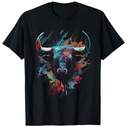 Bull Colorful Bull Riding Meat Favorite Animal Bull Fan T-Shirt