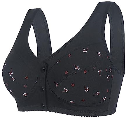 Brasier Sexy Bottoni Frontali Donna Coppa Modellatrice Tracolla Regolabile Taglia Grande Con Cerchio Taglia S, Nero , L