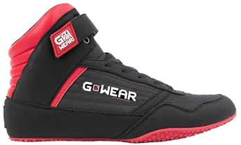 Gwear Classic High Tops - Bodybuilding und Fitness Schuhe mit Logo leicht bequem perfekt für Gym Sport Krafttraining (schwarz / rot, EU Schuhgrößensystem, Erwachsene, Herren, Numerisch, M, 43)