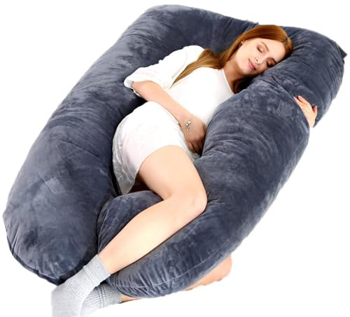 Lambo Oreiller Complet du Corps, Oreiller De Grossesse pour Latéralement, Amovible Oreiller en Forme De U Coussin d'allaitement, Oreiller De Soutien Doux pour Maternité Genoux