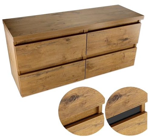 paplinskimoebel Armadietto da bagno con cassetti, 120 x 51,5 x 39 cm, doppio lavabo