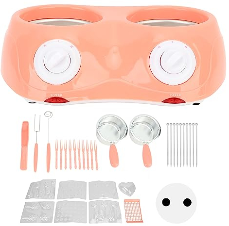 Schokoladenschmelztopf, Elektrisches Schokoladenfondue, Schokoladenschmelzmaschinen-Set Mit DIY-Form Und Zubehör Für Süßigkeiten, Schokolade, Milch, Käse, Butter(EU Plug-Rosa)