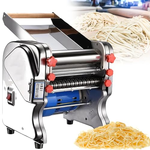 GBHJJ Electric Pasta Maker Noodle Maker, 550W Pasta Making Machine Dough Roller Cutter Thickness Adjustable, with 3/9mm Noodle Cutter, Stainless Steel, for Commercial & Homemade Use,FKM180