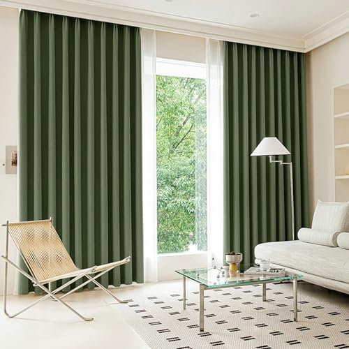 Beydodo Vorhänge Blickdicht 2er Set 107x214CM, Gardinen Verdunkelnd Ösen Modern Einfach mit Textur Dunkelgrün Verdunkelungsvorhang Kinderzimmer Wohnzimmer Schlafzimmer