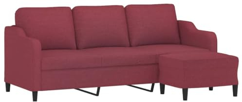 vidaXL 3-Sitzer-Sofa mit Hocker Weinrot 180 cm Stoff