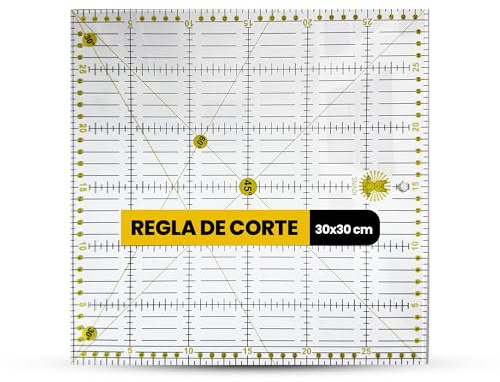 Snadi - Righello per Patchwork 30 x 30 cm | Taglio Preciso per Cucito e Artigianato | Regole per la Creazione di Modelli | Acrilico Durevole | Visibilità su Tessuti Scuri | Quilting | Trasparente