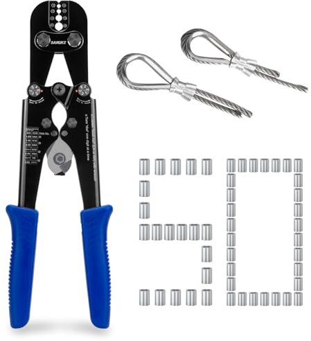 Sanuke Wire Rope Crimping Tool Kit, Professional Wire Rope Crimper and Cutter for Aluminum Oval Sleeves, Double Sleeves, Crimping Loop Sleeves from 3/64-inch to 1/8-inch