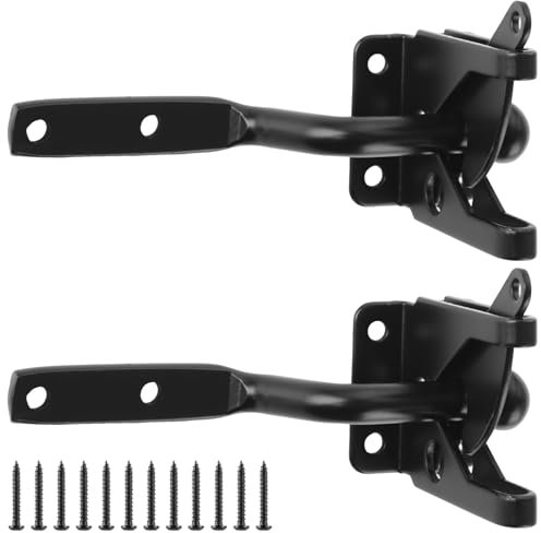 YAYODS 2 Stück Gartentorfalle - Gartentor Riegel - Torriegel Schwarz - Scharniere Gartentor Verriegelung - Tor Verriegelung - Tor Riegel - Türschloss Gartentor - Schloss für Gartentor, Zauntor