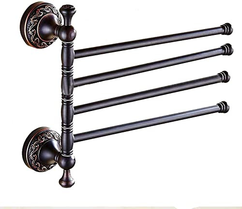 MKAK Kupfer Handtuchständer, 4-Arm-Raumschoner Vintage volle Kupfer-Handtuchhalter-Badezimmer-Schwenk-Handtuch-Rack Bad Handtuchstange