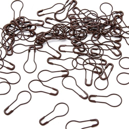 Anevous 100 Stück Birne Sicherheitsnadeln, Metall Calabash Pin, Birne Pins Maschenmarkierern, klein Kürbis Pins Reihenmarkierer Häkeln für DIY Kunsthandwerk Herstellung Nähen Kleidung Stricken,Braun