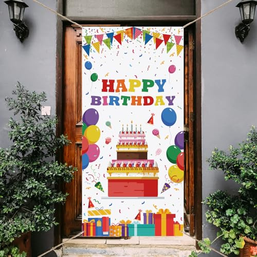 arricraft 35.4x72.8 Banner Geburtstag Tür Deko Hintergrund Fotografie | geburtstag männer Birthday Fotografie Hintergrund Geburtstagsparty Zubehör Geburtstagsdekorationen Für Freunde Und Familie