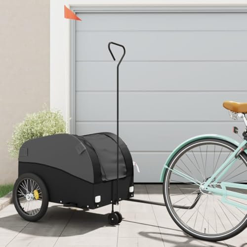 Somanki Fahrradanhänger Schwarz 45 kg Eisen, Fahrrad Anhänger, Lastenanhänger, Handwagen, Fahrrad-lastenanhänger, Lastenfahrrad - 94150