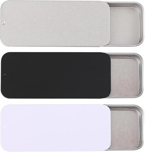 CANCYCC 3 Stück Metalldosen mit Deckel, 8 x 3,4 x 1,2 cm Blechdosen Rechteckige Metallbox Tragbare Mini Metalldosenbehälter Aufbewahrungsbox für Süßigkeiten, Schmuck, Ohrringen, Basteln