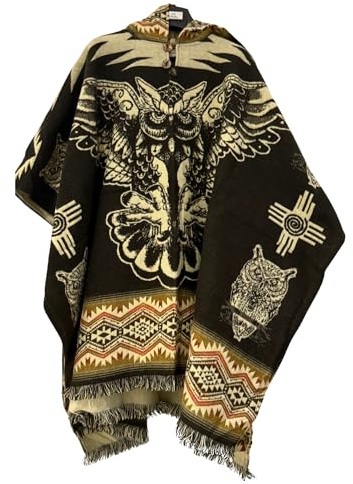 Gamboa Ecuadorianischer Alpaka Wolle Poncho Herren Ponchos Kapuze Cape Pancho Männer Mexikanischer Wollponcho Winter