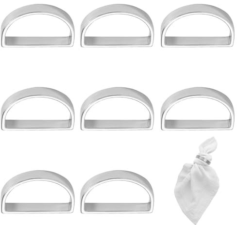 DONOONIS Lot De 8 Ronds De Serviette Argent, Ronds De Serviette, Semi-circulaire, Alliage, Modern, Polie, Peinte, NAPKIN_RING