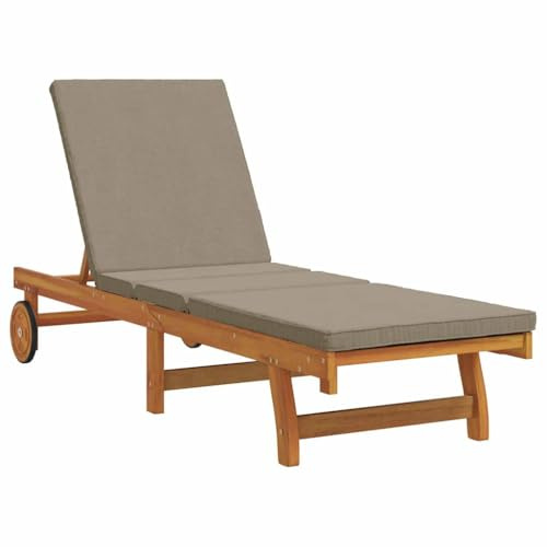 vidaXL Sonnenliege mit Kissen Braun 63 x 199 x 85cm Massivholz Akazie, Verstellbare Sonnendecke, stylischer Gartenstuhl mit Rückenlehne, haltbares Entspannungs-Bett
