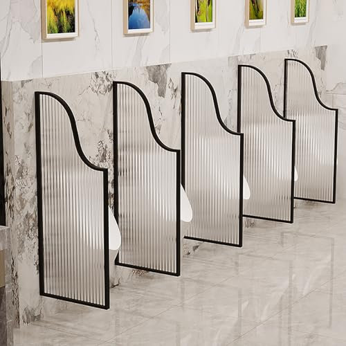 Urinal-Trennwand Für Öffentliche Toiletten,Wandbefestigung Urinal-Trennwand Aus Glas,Schamwand Wc Sichtschutz Mit Metallrahmen,Dekorative Trennwand,Wasserdichter Sichtschutz(Black)
