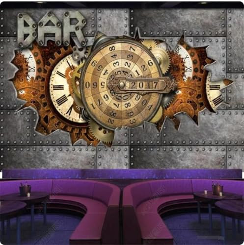 Stereoskopische Retro Metal Gear Creative 3D Tapeten Tapete Luxus Home Esszimmer Fototapete Effekt Wohnzimmer Schlafzimmer Kinderzimmer-150cm×105cm
