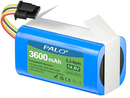 Palogreen 3600mAh Batteria di ricambio per Airrobo P10, Robot 360 C50, Conga 1290, 1390, 1490, 1590 Aspirapolvere (14.4V/Li-Ion)