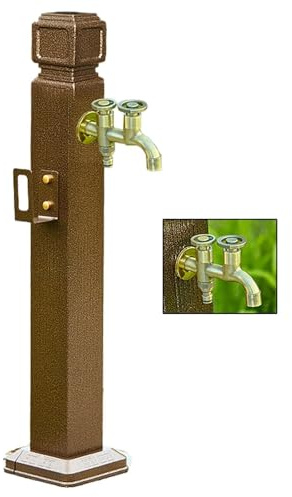 Freestanding Outdoor Garden Water Column - Vertical Watering Post for Courtyard Irrigation, Durable Faucet Stand (Yellow, 5.7 x 5.7 x 23.6)
