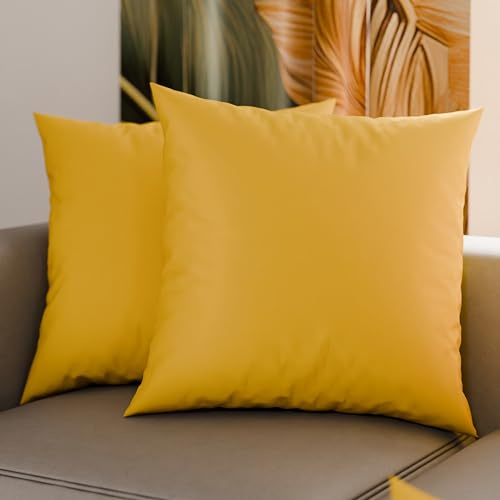 PETTI Artigiani Italiani - 2er-Set Kissenbezüge 40x40 cm aus Mikrofaser, Dekokissen-Bezüge für Schlafzimmer und Sofa, Set mit 2 Kissenhüllen, Einfarbiger Kissenbezug Gelb, 100% Made in Italy