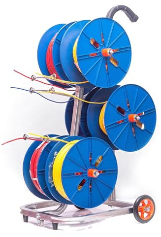 Floor Standing Wire Reel Rack, Heavy-Duty Steel Fully Welded Dispenser for Electrical Industrial & Retail Cable Storage