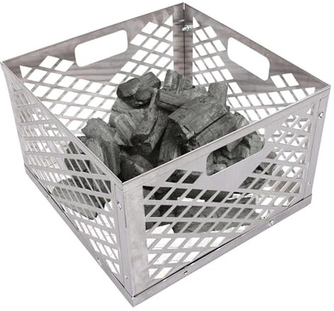 Cestino per carbone, per affumicatore, con manico, comoda scatola per carbone, efficace braciere, supporto rigido per griglia di lunga durata per cucinare all'aperto