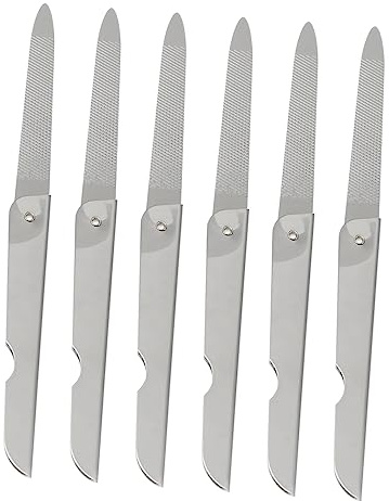 NIYANGLE 6 Stück Edelstahl Nagelfeilen für Praktische Anwendung und Schnelles Nagelformen im Alltag oder Nagelstudio Weiß Klappbar