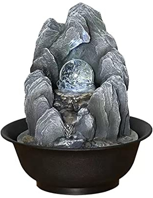 guiling-1986 Tabletop Water Fountain Indoor Zen Table Top Water Fountain Waterfall with Rotatable Ball for Table Desk Office Home Bedroom Relaxation 10.6 Inch Desktop Size Indoor Fountain