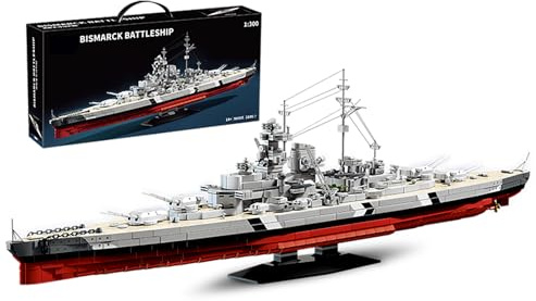 muuchuu Bismarck Schlachtschiff Bausatz Erwachsene, 1:300 Militär Kriegsschiff Modell, Großes Deutsches Technik Wasserfahrzeug WWII, Perfekt Geschenk Jungen Mädchen Sammler Dekor (2686 Teile)