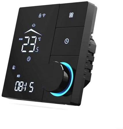Thermostat intelligent pour chauffage électrique et eau Tuya WiFi avec intégration vocale Alexa pour un contrôle pratique et précis de la température (noir 16 A)