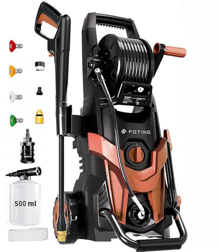 2026NEW Pressure Power Washer 4500PSI with 4 Quick Connect Nozzles, Inlet Hose & Filter, Foam Cannon for Cars/Fences/Driveways/Patios/Home Cleaning, Red