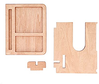 DIRBAK Organizer per docking station in legno Supporto da tavolo retrò elegante per orologi Chiavi per occhiali Pannello truciolare per studio soggiorno 9,8x8,3 pollici