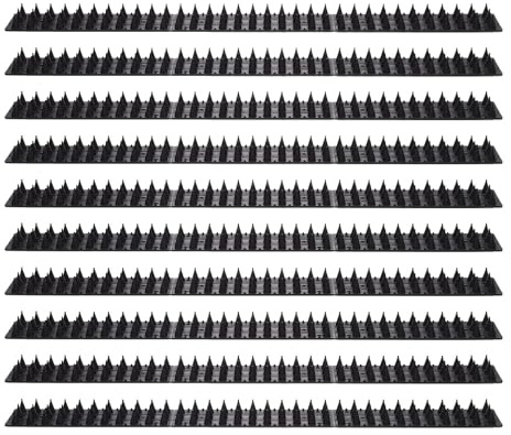 VICASKY 10 Pcs Épines Anti-Oiseaux en Plastique Noir, Repousse Humain et Sûr pour Clôtures et Kiosques, Protection Extérieure