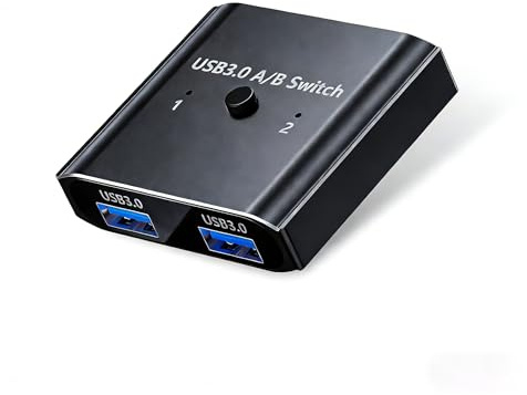 USB 3.0 Switch 2 Computer Sharing, USB 3.0 Peripheral Switcher Box for Printer, Keyboard, Mouse, Scanner, Bidirectional USB 3.0 Hub Compatible with Windows Mac Linux, Plug and Play, No Driver Needed