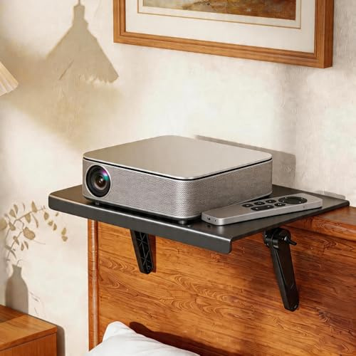 XULIONTS No Drill Projector Shelf, Adjustable Headboard and Sofa Projector Mount, Wall Mounted Shelf for Projector, Small Devices, Space Saving Projector Stand for Bedroom, Living Room, Office