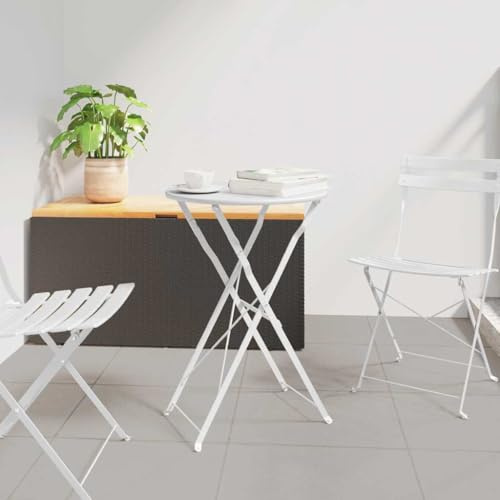 ChicAbode Bistrotisch Weiß Ø 50 x 71 cm Pulverbeschichteter Stahl