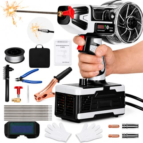 Soldadora Eléctrica Portátil, Soldadora de Arco Portátil MIG/MAG 2 en 1 de 220 V, Soldadora de Arco de Mano con 10 Electrodos, para Reparación de Automóviles y Soldadura de Metales