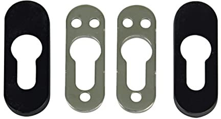 Amig - Bouclier de sécurité avec corps en acier pour serrures Mod. 35 | 70 x 25 mm | Pour portes métalliques | Avec garniture en plastique | Zamak finition noire