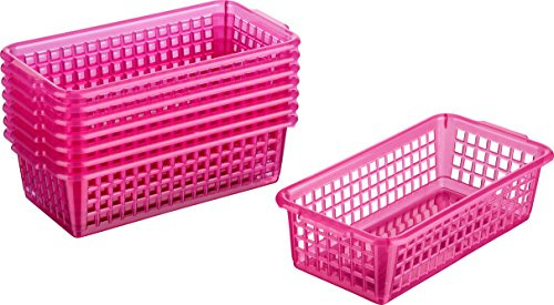 Kigima Aufbewahrungskorb 20x10x5,5cm 0,7L 8er Set – Allzweckkorb aus robustem Plastik (BPA-frei) – Aufbewahrungsbox für Küche & Bad – Haushaltskorb zur Aufbewahrung – Korb für Aufbewahrung – Pink