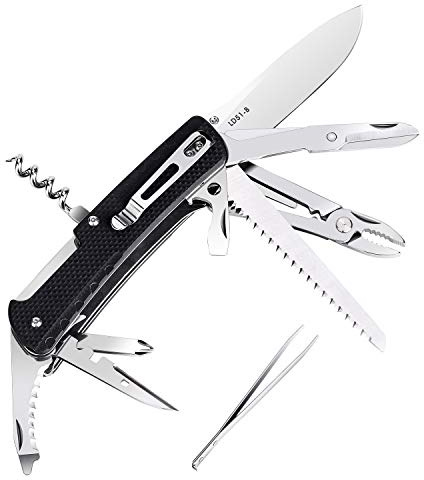 Ruike Messer Trekker LD51-B, vielfach funktionales Taschenmesser mit Korkenzieher, Kabelschneider und -verbieger, Pinzette, Schere etc! - neu bei Benture!