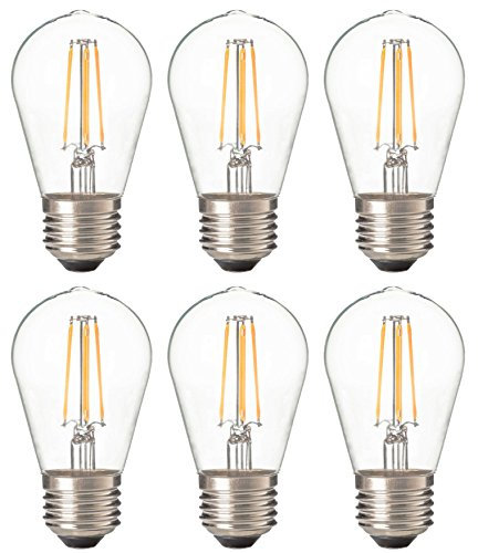 Bulbright 6PACK S14 2W LED Ampoule de Filament Forme classique sphérique,220V E27 Culot, Blanc Chaud 2700K, Angle de Faisceau 360°, Equivalent à 20 Watt