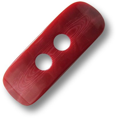 5er Set elegante große rot glänzende Kunststoff Knebelknöpfe mit leichter Melierung/Rot glänzend, meliert/Kunststoffknöpfe/Ø ca. 15x46mm
