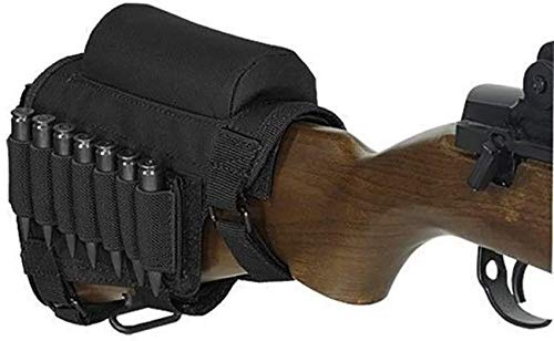 Gexgune Fusil Arme Tactique Crosse, Chasse, Shoot Tactique Joue Reste Sac de Munitions Pad avec 7 Tasses Halter épaule Reste Joue Reste Riser Cartouches Transporteur Cas Halter (Noir)